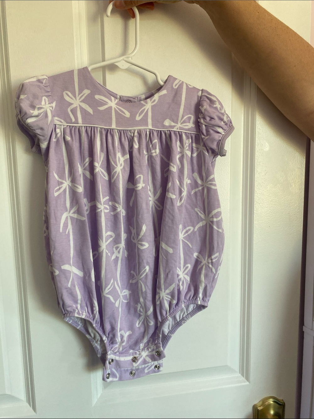 The Beaufort Bonnet Company Lilac Bow-Print Baby Romper